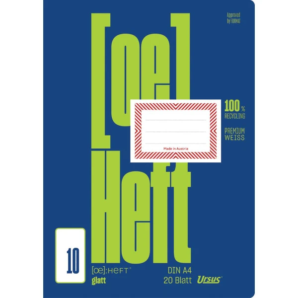 Ö-Heft A4 20 Blatt glatt ohne Rahmen URSUS OE OE10