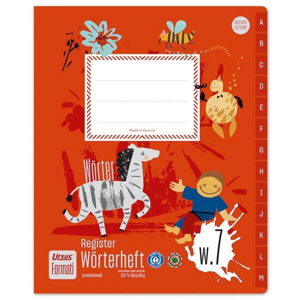 Wörterheft Quart 40Blatt liniert 1MST URSUS Formati W7