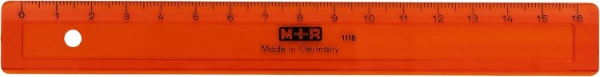 Lineal schmal 16 cm M+R transparent farbig sort.