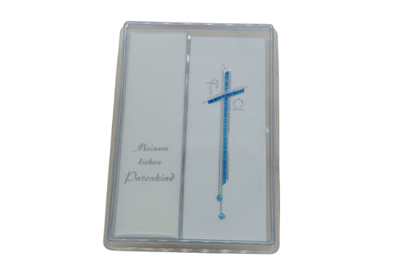 Taufbrief blau Kreuz