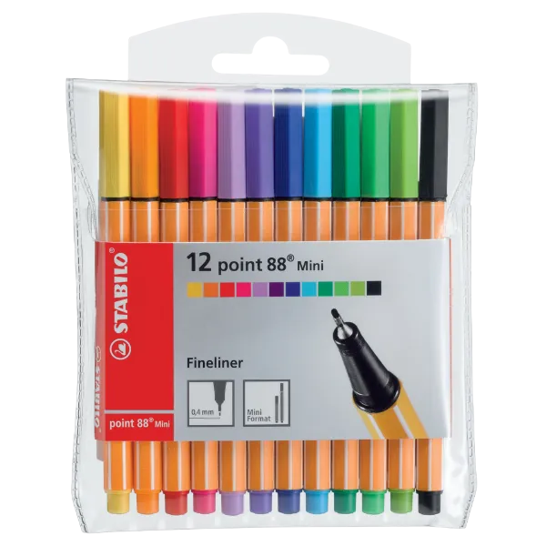 Fineliner Point 88 12 Stück sortiert Mini STABILO 688/12-1