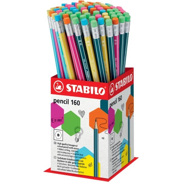 Bleistift pencil 160 HB mit Radierer sortiert STABILO im Köcher STABILO 2160/72-1HB