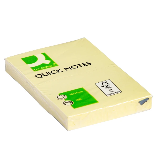 Haftnotizblock 100 Blatt FSC gelb 76x51mm Q-CONNECT
