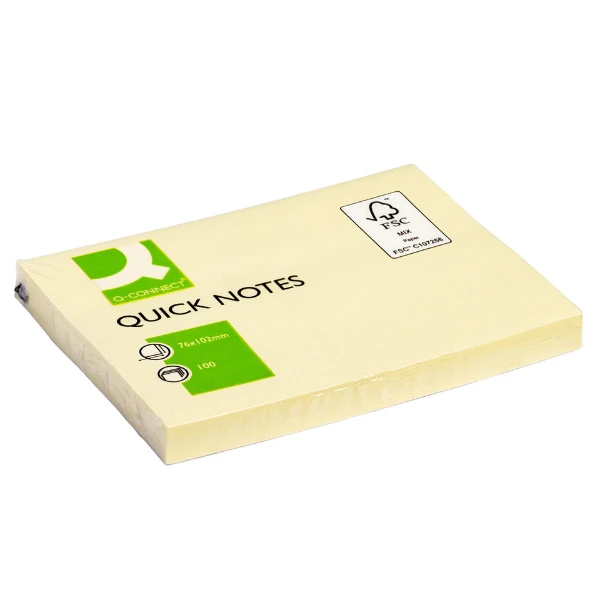 Haftnotizblock 100 Blatt FSC gelb 76x102mm Q-CONNECT