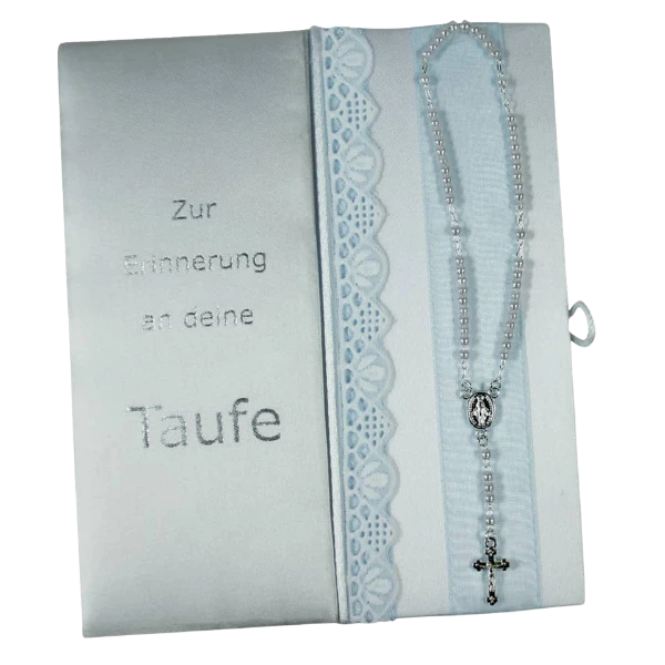 Taufbrief Blau Silber Kreuz