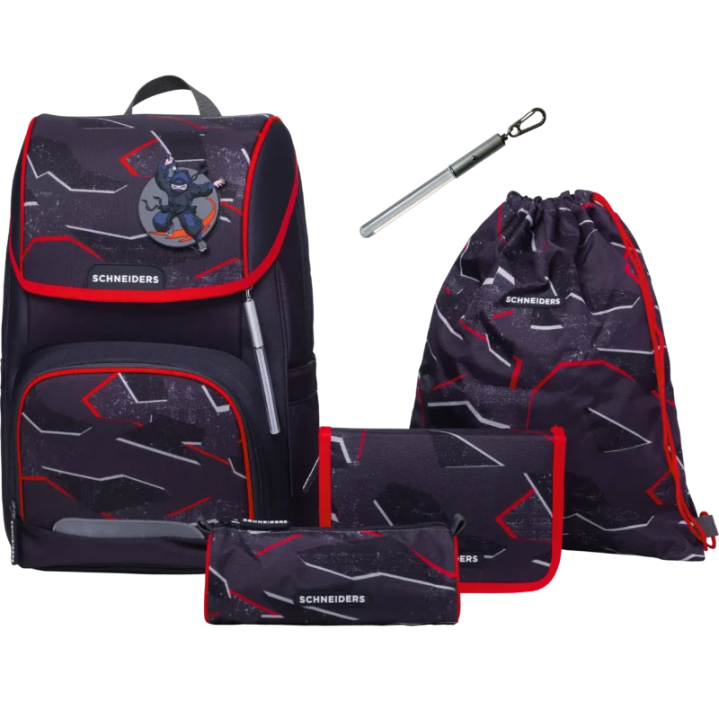 Schultaschenset Ergojet Shadow Spy black red SCHNEIDERS
