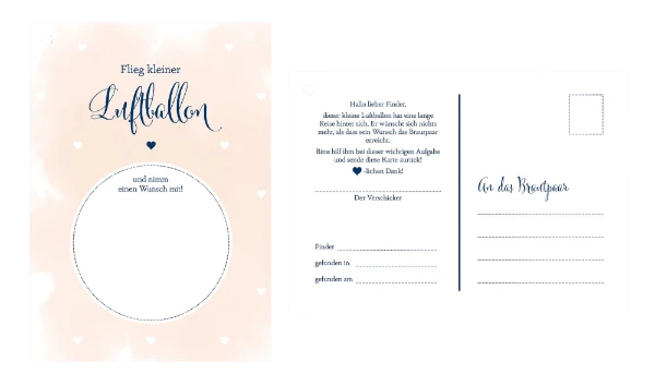 50 Ballonflugkarten für Hochzeit