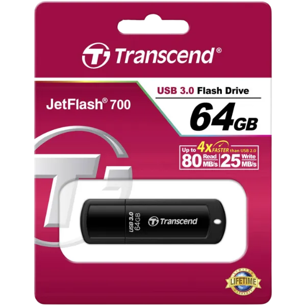 USB-Stick 3.0 TRANSCEND 64GB JETFLASH 700 schwarz