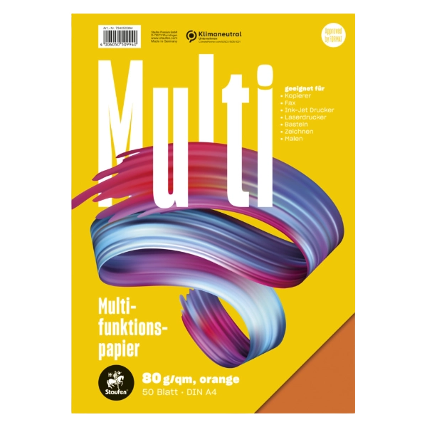 STAUFEN STYLE Multifunktionspapier 7X Colors in DIN A4 und Intensivorange