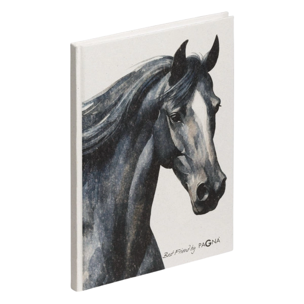 Notizbuch DIN A5 Black Horse Motiv Einband aus Recyclingpapier dotted lines 128 Seiten
