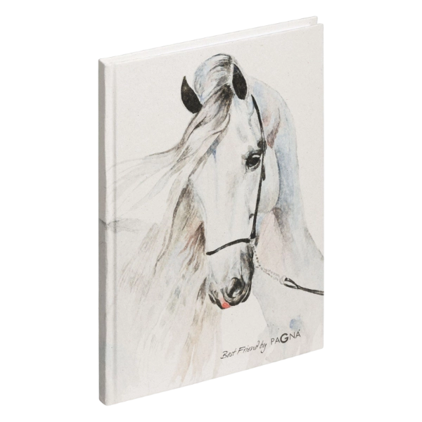 Notizbuch DIN A5 White Horse Motiv Einband aus Recyclingpapier dotted lines 128 Seiten